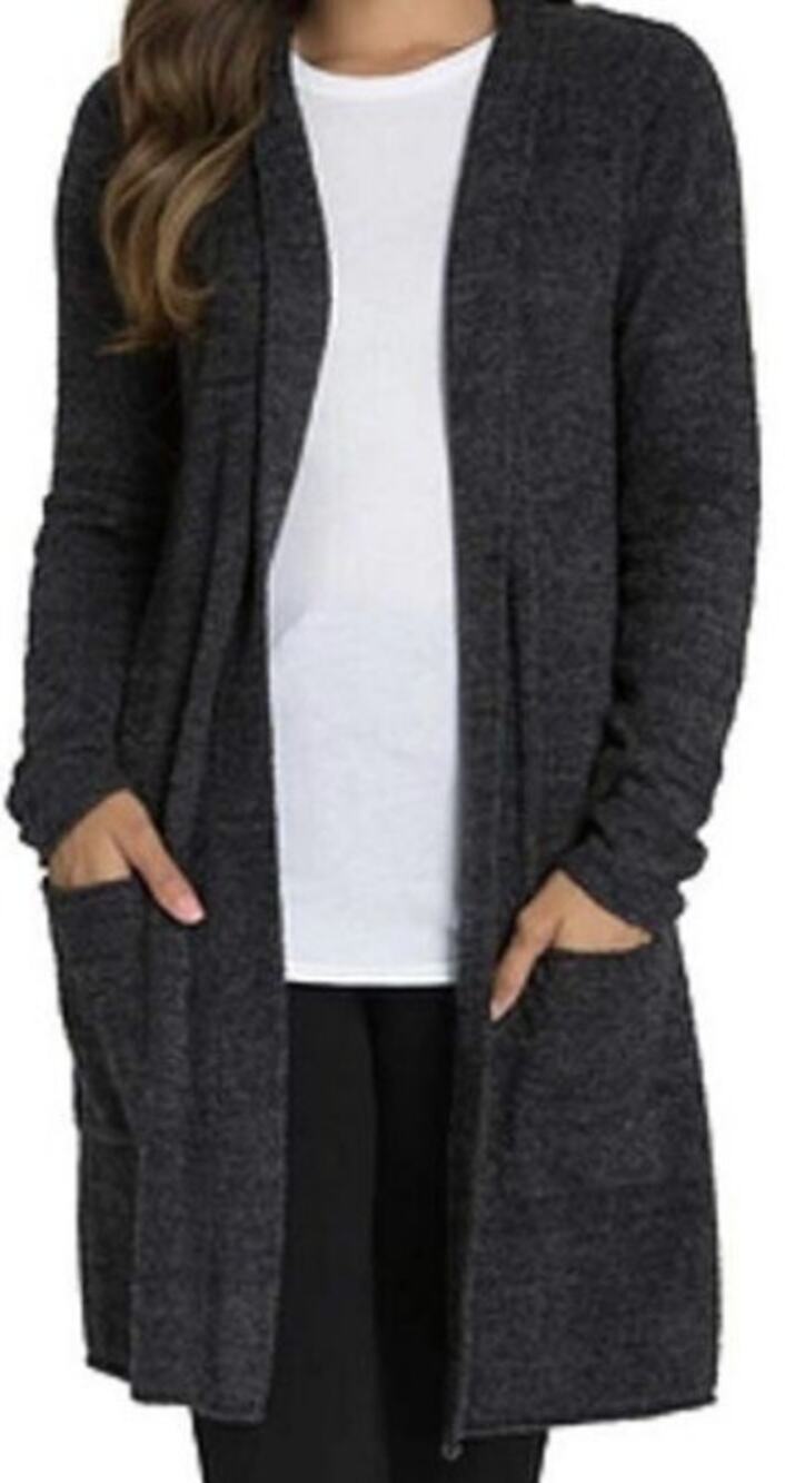 Barefoot Dreams CozyChic Lite Santa Monica Cardigan Open Front Gray Small
